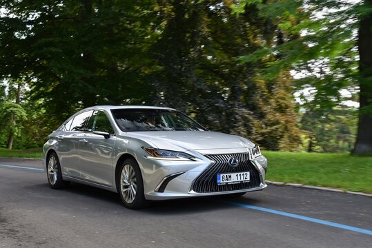 Lexus LS 300h FHEV. Luxury fully hybrid representative car. In the ride. 07-08-2021, Prague, Czech Republic.
