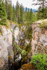 The turbulent waters carved out the deep Maligne Canyon in Jasper National Park, Alberta, Canada