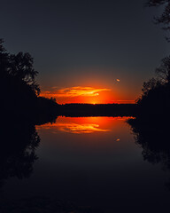 Beautiful Sunset Over Lake