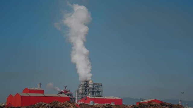 Industrial Factory Pollutes. Global Warming. 