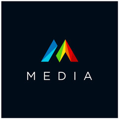 media logo design premium vector, letter M media logo