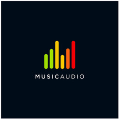 audio music logo design premium vector