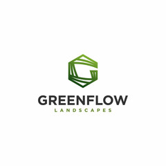 green landscape logo design premium vector, landcapes company logo