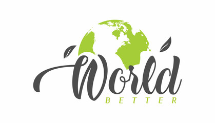 better world logo with globe and leaves illustration
