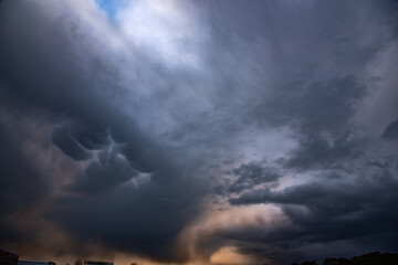 Dramatic sky after storm and rain calming down weather.