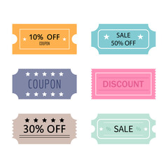 Fototapeta premium Set of tickets and coupons templates. Sale, discount, coupons with ruffle edges