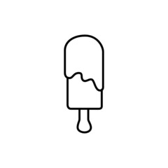 Melting ice cream icon symbol in flat black line style, isolated on white background