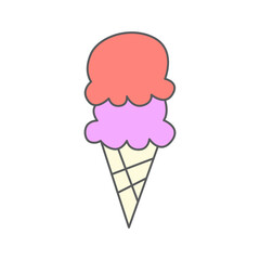Cone ice cream icon symbol in color icon, isolated on white background