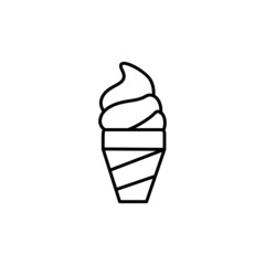 Cone,ice cream, dessert icon symbol in flat black line style, isolated on white background