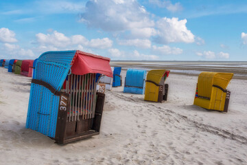 Strandkörbe am Strand von Nieblum, Nordseeinsel Föhr