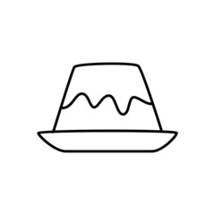 Pudding icon symbol in flat black line style, isolated on white background