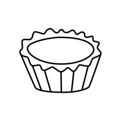 egg tart icon symbol in flat black line style, isolated on white background