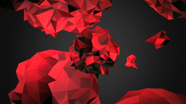 Big red futuristic liquid orb in dark space, abstract futuristic and cyber style background