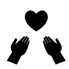 手とハートアイコン３