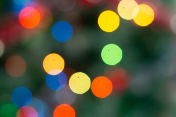 Multi-colored blurry lights. No focus. Blurry garland.