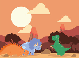 three dinosaurs poster © Jeronimo Ramos