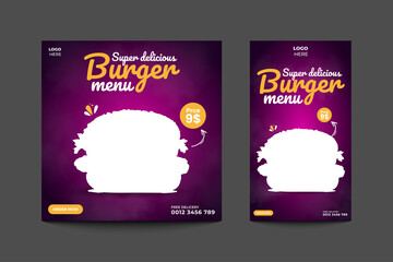 Food Menu Banner Template, Social Media Post  with Instagram story Template