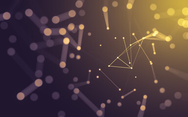 Abstract background. Molecules technology with polygonal shapes, connecting dots and lines. Connection structure. Big data visualization.