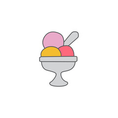 ice cream with topping icon symbol in color icon, isolated on white background