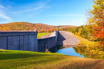 East Sidney Dam in autumn.Delaware county.New York.USA
