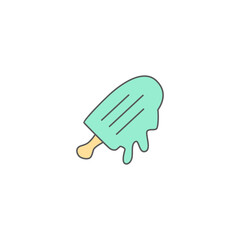 Obraz premium Melting ice cream icon symbol in color icon, isolated on white background