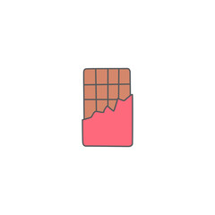 Bar chocolate icon symbol in color icon, isolated on white background