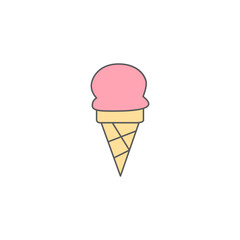 Cone ice cream icon symbol in color icon, isolated on white background