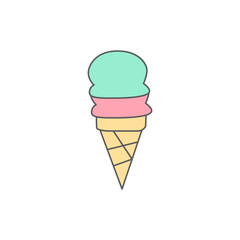 Cone ice cream icon symbol in color icon, isolated on white background