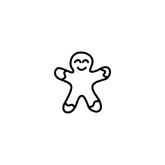 gingerbread icon symbol in flat black line style, isolated on white background
