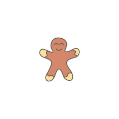 gingerbread icon symbol in color icon, isolated on white background