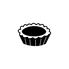 egg tart icon symbol in solid black flat shape glyph icon, isolated on white background
