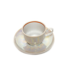 Soviet ceramic cup and saucer porcelain isolated on white background