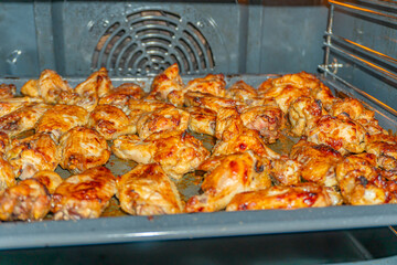 Oven fried chicken wings, BBQ grilled spicy chicken wings