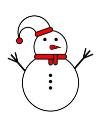 snowman with hat, flat desaign