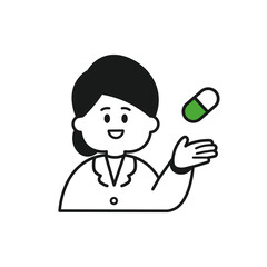 白衣の女性　薬　紹介　単色