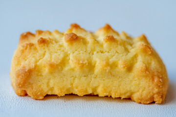 Shortbread cookies close-up, confection macro, delicious pastry made from dough, tasty biscuit
