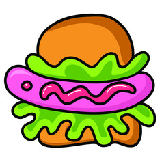 hamburger vector cartoon illustration isolated on white background