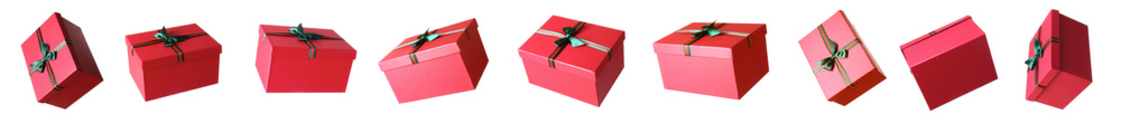 Set of flying gift box on white background