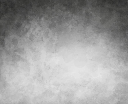black and white vector background, black grunge texture on border, silver gray watercolor background with cloudy white center on gradient black textured wall