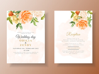 Beautiful orange flower wedding invitation card
