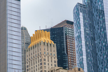 Manhattan skyline buildings in even natural light