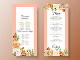 Beautiful orange flower wedding invitation card
