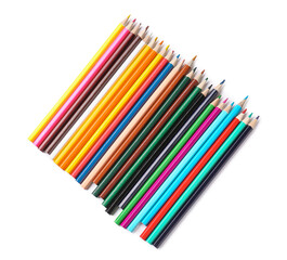 Obraz premium Many color pencils on white background