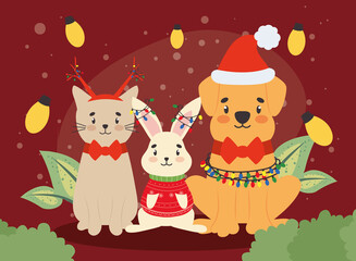 Obraz na płótnie Canvas christmas pets illustration
