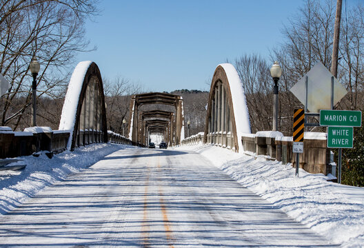 Rainbow Bridge at Cotter in winter snow