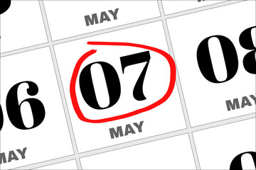 May 07 written on a calendar to remind you an important appointment.