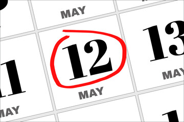 May 12 written on a calendar to remind you an important appointment.
