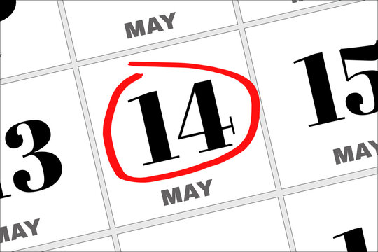 May 14 written on a calendar to remind you an important appointment.