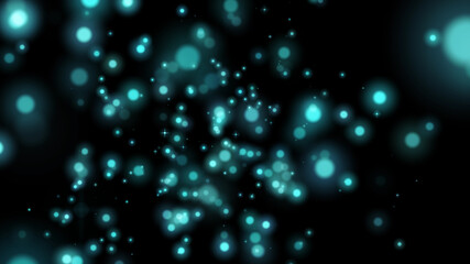 abstract black background with blue glowing particles. chaotic particles background