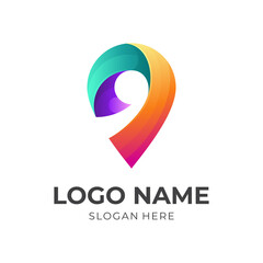 location logo vector with 3d colorful style